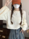 Korean Style Lazy Chic Pullover Sweater for Women 2025 Autumn and Winter Solid Color Versatile Loose Short Top for Petite Figures