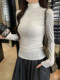 Half-High Collar Solid Color Brushed Thermal Inner T-Shirt for Women 2025 Autumn French Gentle Temperament Versatile Slimming Top