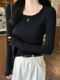 White Off-The-Shoulder Fashionable Versatile Chic and Beautiful T-Shirt for Women, 2025 Autumn, with Ruffled Design, Thin Top