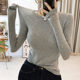 Pure Desire Style Round Neck Solid Color Mask T-Shirt for Women, Long Sleeve, Early Spring New Korean Version, Slim Fit, Stretchy, Figure-Flattering Top ins