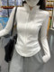 Half-High Collar Fishbone Design Zipper Cardigan Jacket for Women, Early Autumn 2025 New Korean Chic Unique Top Trendy