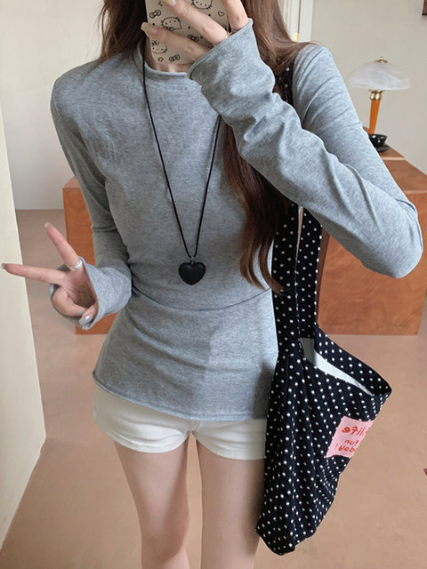 Korean-Style Fresh Mint Green Long-Sleeve T-Shirt for Women, Spring and Summer Thin Slim-Fit Sun-Protective Cover-Up, Simple Versatile Top