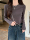 Basic Base Layer Shirt 2024 New Style Women's Autumn and Winter Fashionable and Stylish Loose Long-Sleeved T-Shirt with a Sense of Design Top ins
