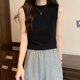 Sweet and Cool Spicy Girl Round Neck Black Vest Women's Short Summer New Korean Style Slim High-Waisted Sleeveless T-Shirt Women ins