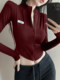 American-Style Spicy Girl Slim-Fit Sweatshirt Zipper Cardigan for Women 2025 Autumn High-End Cropped Jacket Top