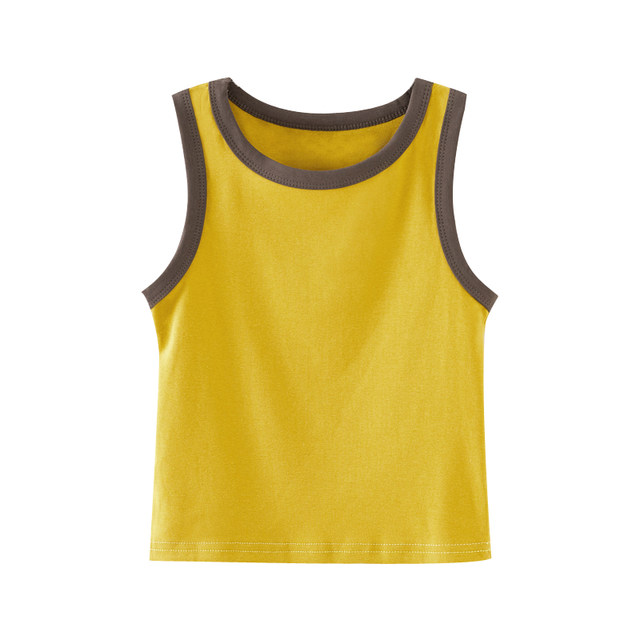 Small contrast color round neck vest for women summer new Korean style slimming navel exposed short sleeveless bottoming top