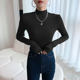 Chic Patchwork Half-High Collar Fleece-Lined Base Shirt for Women, 2023 Early Spring New Slim-Fit Brushed Long-Sleeve T-Shirt Top ins