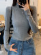 Basic Half-High Collar Brushed Thickened Base Shirt for Women, New Autumn and Winter Style, Petite Size, Slimming, Versatile, Shoulder Pad Top