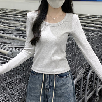 Sweet and Spicy Round-Neck Versatile Long-Sleeve T-Shirt for Women, Early Autumn 2025, Korean Style, Simple Short Chic Top