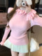 Women's Base Layer Shirt 2025 Early Autumn High-End Design Knitted Sweater with Ruffled Edges Korean Chic Unique Top
