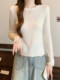 White Simple Hollow-Out Design Knit Top for Women, Early Autumn 2025, Ruffled Edge, Slim Fit, Versatile, Round Neck, Stunning Top