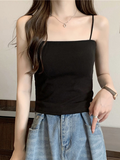 Pink Camisole with Built-In Bra Pads, Summer New Korean Style Versatile Short Top for Women ins