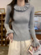 Fashionable Lace Collar Versatile Knit Top for Women 2025 Early Autumn Korean Style Sweet and Elegant Slim Fit Inner Top