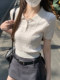 Fashionable and Youthful Twist-Knit Sweater for Women, Summer Button-Up Polo Collar, Old Money Style, Short and Chic Top, Trendy