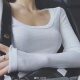 2023 Early Autumn ins U-Neck Long Sleeve T-Shirt for Women, Tight-Fitting, Sexy, Slimming, Versatile Inner Layer, Stylish Base Shirt