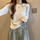Chic Solid Color Round Neck Long-Sleeved Bottoming Shirt for Women, New Autumn Design, Curved Hem Short Top Bottoming Shirt