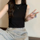 Sweet and Cool Spicy Girl Round Neck Black Vest Women's Short Summer New Korean Style Slim High-Waisted Sleeveless T-Shirt Women ins