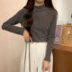 Casual Velvet Pure Color Half Turtleneck Long-Sleeved Bottoming Shirt for Women in Autumn and Winter New Korean Style Casual Velvet Inner Top for Women