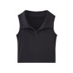Casual Gray Polo Collar Sleeveless T-Shirt for Women, New Summer Style, Slim Fit, Short Style, Outerwear Vest for Petite Women ins
