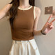 Small contrast color round neck vest for women summer new Korean style slimming navel exposed short sleeveless bottoming top