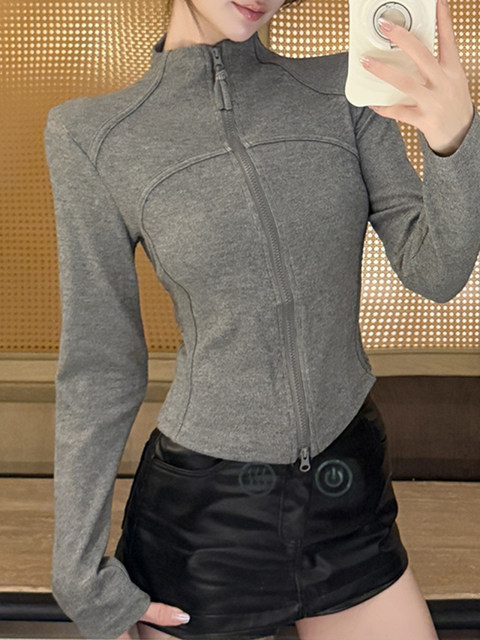 Korean-Style Half-High Collar Fishbone Waist-Cinching Cardigan for Women, 2025 Autumn and Winter Slim-Fit, High-End, Unique, Non-Crowded Fashion Top