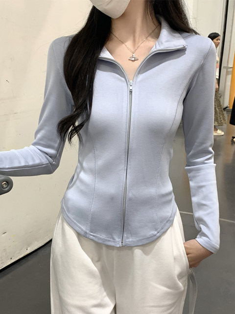 Half-High Collar Fishbone Design Zipper Cardigan Jacket for Women, Early Autumn 2025 New Korean Chic Unique Top Trendy