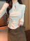 New Chinese-Style National Trend Button-Up Stand Collar Base Shirt for Women, 2025 Spring New Fashion, Stylish Pleated Short Top