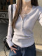 Half-Open Collar, Fashionable and Versatile, Long-Sleeved T-Shirt for Women, 2025 Autumn, Button Design, Inner Wear Pullover Base Shirt