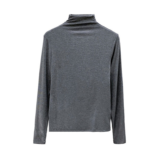 Half-High Collar Korean Style Long-Sleeve T-Shirt for Women, New Autumn and Winter Mid-Neck Solid Color Slim-Fit Basic Top, Base Layer Shirt for Women