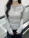 Fashionable Casual Versatile Round-Neck Base Shirt for Women, 2026 Spring, with Raglan Sleeves, Stylish Design, Slim Fit, Dark Blue Top
