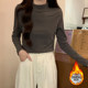 Casual Velvet Pure Color Half Turtleneck Long-Sleeved Bottoming Shirt for Women in Autumn and Winter New Korean Style Casual Velvet Inner Top for Women
