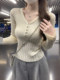 Korean-Style Ins-Style V-Neck Slim-Fit Versatile Knit Sweater for Women, New Spring Model with a Youthful Button Design Pullover Top
