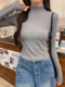 Basic Half-High Collar Brushed Thickened Base Shirt for Women, New Autumn and Winter Style, Petite Size, Slimming, Versatile, Shoulder Pad Top