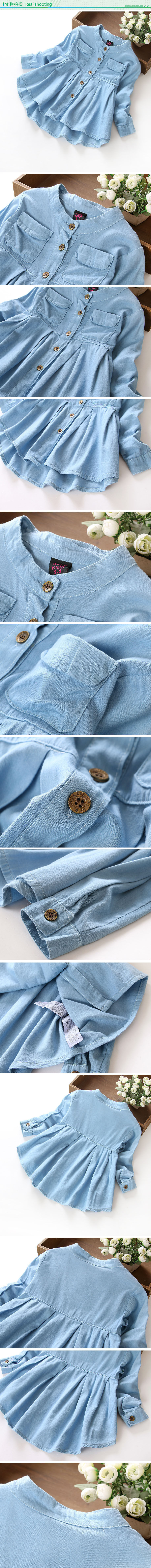 Chemise fille à manche longue en toile - Ref 2085715 Image 6