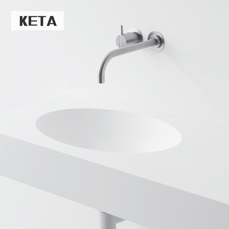 Camel color full copper single hole single handle concealed faucet into the wall embedded wall with hot and cold water wash basin faucet