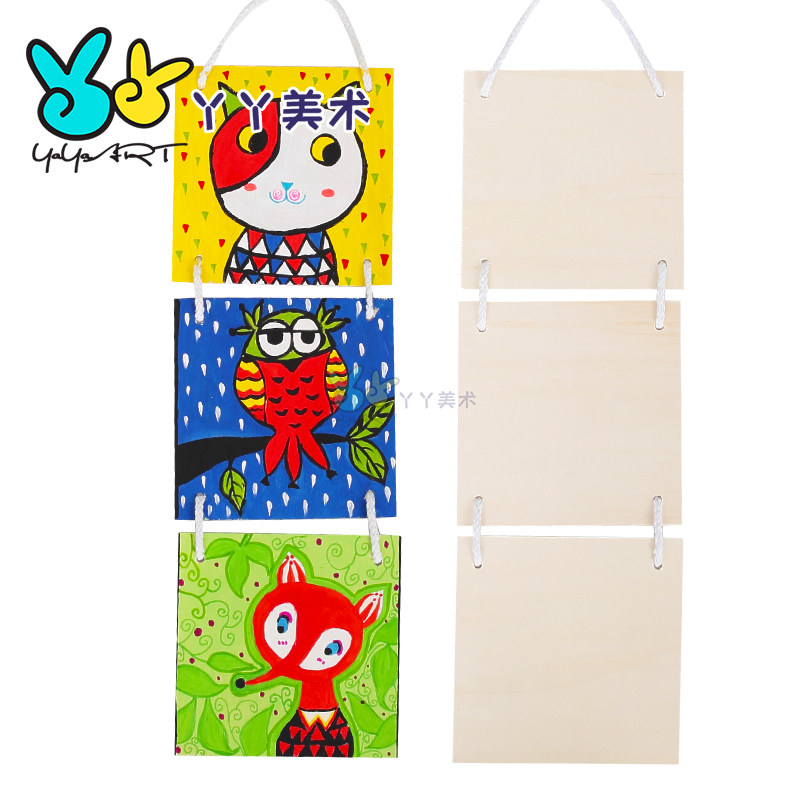 Wooden hanging plate area corner listing for display card kindergarten children handmade diy white blank decorative material painting graffiti