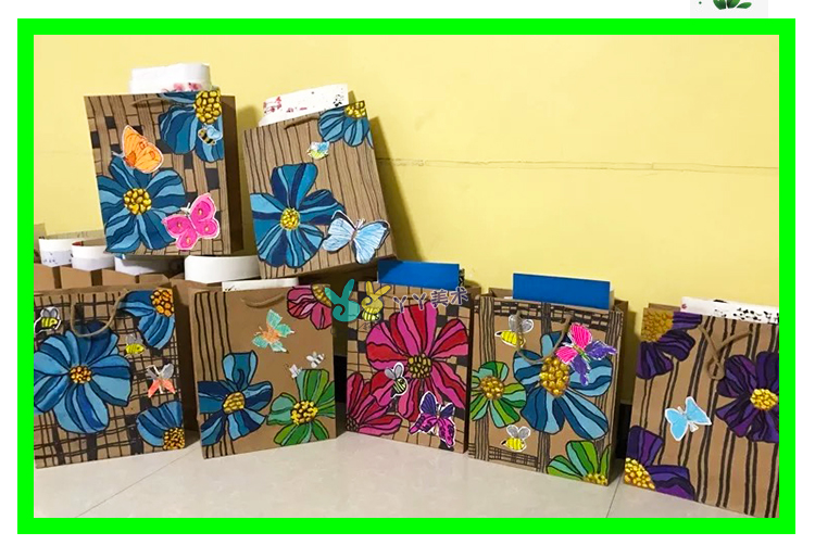 Túi giấy kraft trẻ em handmade tự làm bức tranh graffiti sản xuất thủ công mẫu giáo sáng tạo túi quà tặng nghệ thuật đồ chơi cho bé