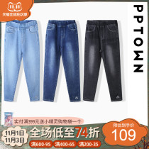 Girls jeans autumn and winter 2021 new soft Korean winter trousers childrens casual pants childrens stretch pants