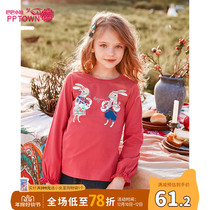 Girl Long Sleeve T-Shirt Loose Children Dress CUHK Child Red Blouses Polenta Korean version Chaochunqiu Children beat the bottom