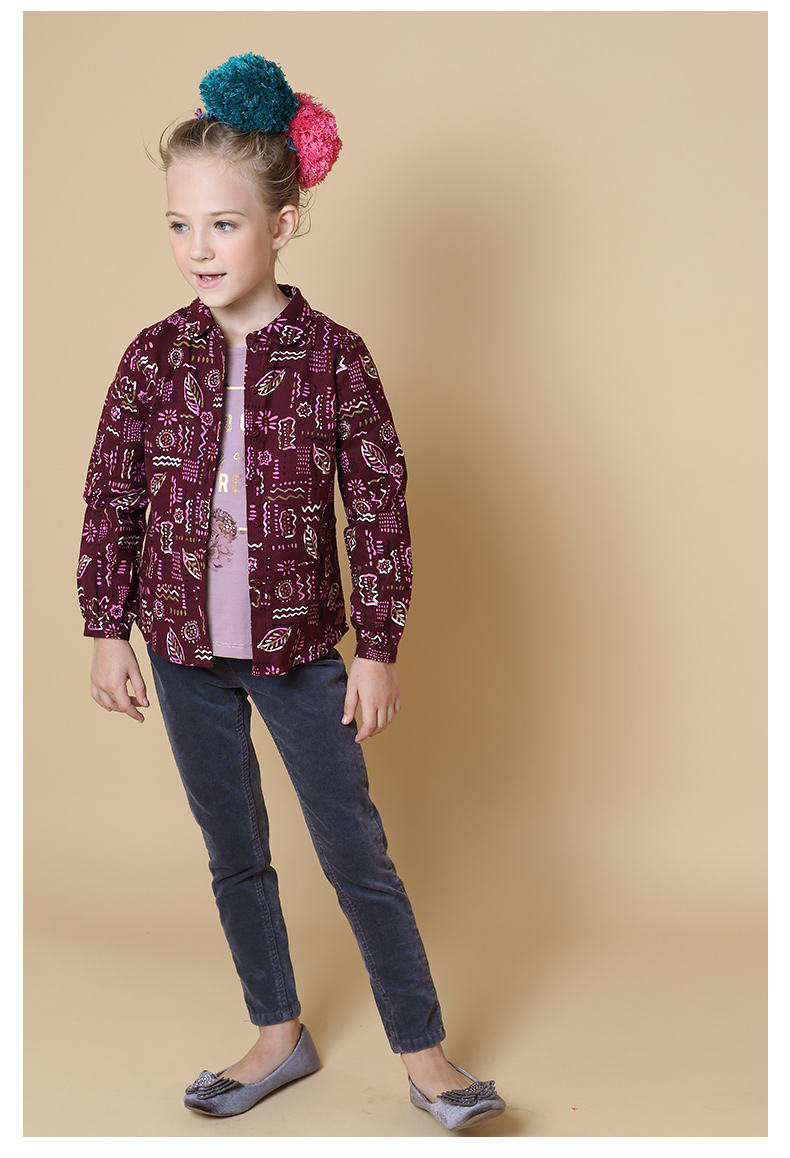 Baba Town Girls In áo ve áo Mùa xuân mới Cotton Sanded Áo sơ mi trẻ em dài tay Top 4442 đồ cho bé gái