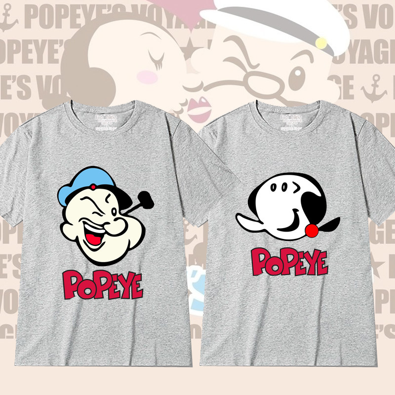 Summer 2022 Casual Couple T - shirt Cartoon vigorous sailor short - sleeved teenagers with large cotton circle