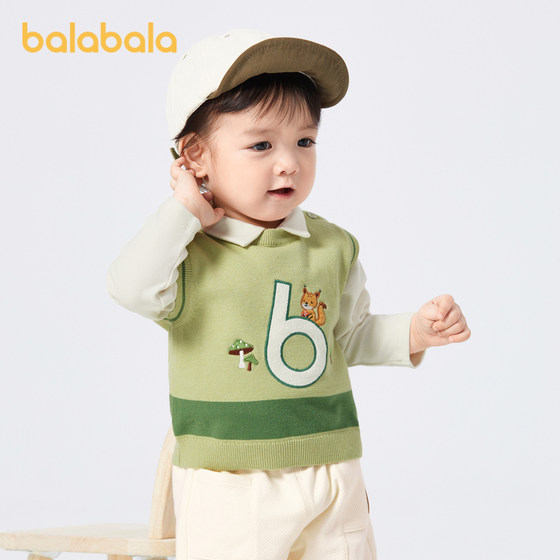 巴拉巴拉婴儿针织马甲秋装男童坎肩背心打底内搭洋气