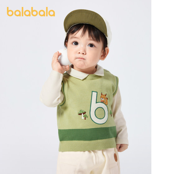 巴拉巴拉婴儿针织马甲秋装男童坎肩背心打底内搭洋气