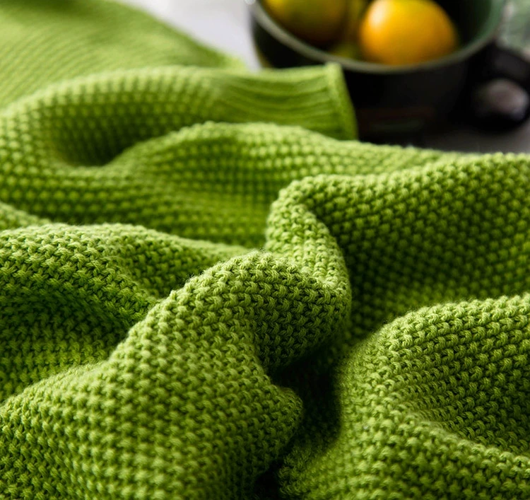 Nordic đơn giản rắn màu bông chăn giải trí đơn sofa lười biếng chăn mền chăn bông lấy chăn khăn choàng - Ném / Chăn