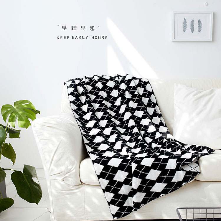 Mô hình phòng Bắc Âu chăn trang trí ins bông giản dị thời trang đơn sofa chăn che chăn che chân lấy tấm chăn nhỏ - Ném / Chăn chăn lông cừu