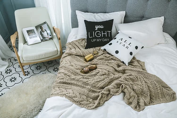 Mô hình Bắc Âu phòng trang trí chăn thủ công dày khăn dệt chăn sofa giải trí chăn chăn mền nhớ nhà chăn - Ném / Chăn chăn nỉ mùa đông
