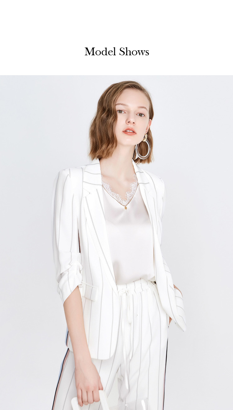 Tay áo đỏ hè 2019 mới của phụ nữ màu tương phản khâu sọc vạt áo xếp li phù hợp với áo khoác 89119140401 - Business Suit mẫu vest nữ đẹp 2021