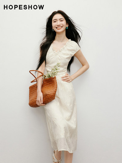 Red Sleeve Sweet Dress 2025 New Women's Heavy Embroidery Lace V-Neck Drapey Summer Stunning Mini Dress