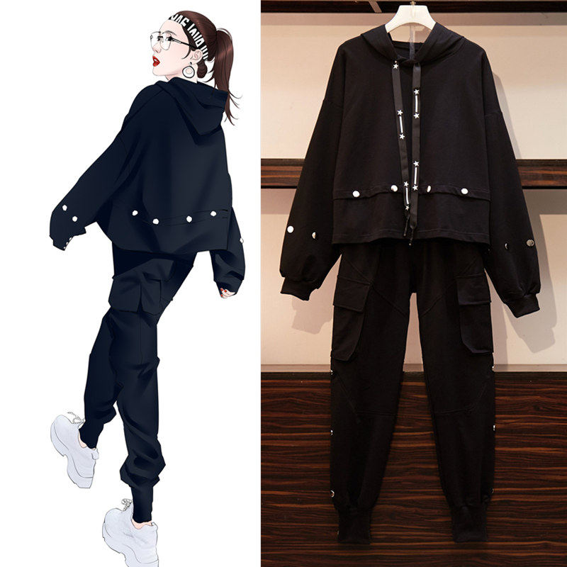 South Korean necropolis suit 2020 new female Han version loose big size women's clothing casual fashion sports two suit tide
