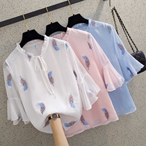 South Korea Summer Snow Textile Shirt Short sleeves 2020 New womens clothing Han version loose Belly Blouse Super Fairy Ocean Shirt
